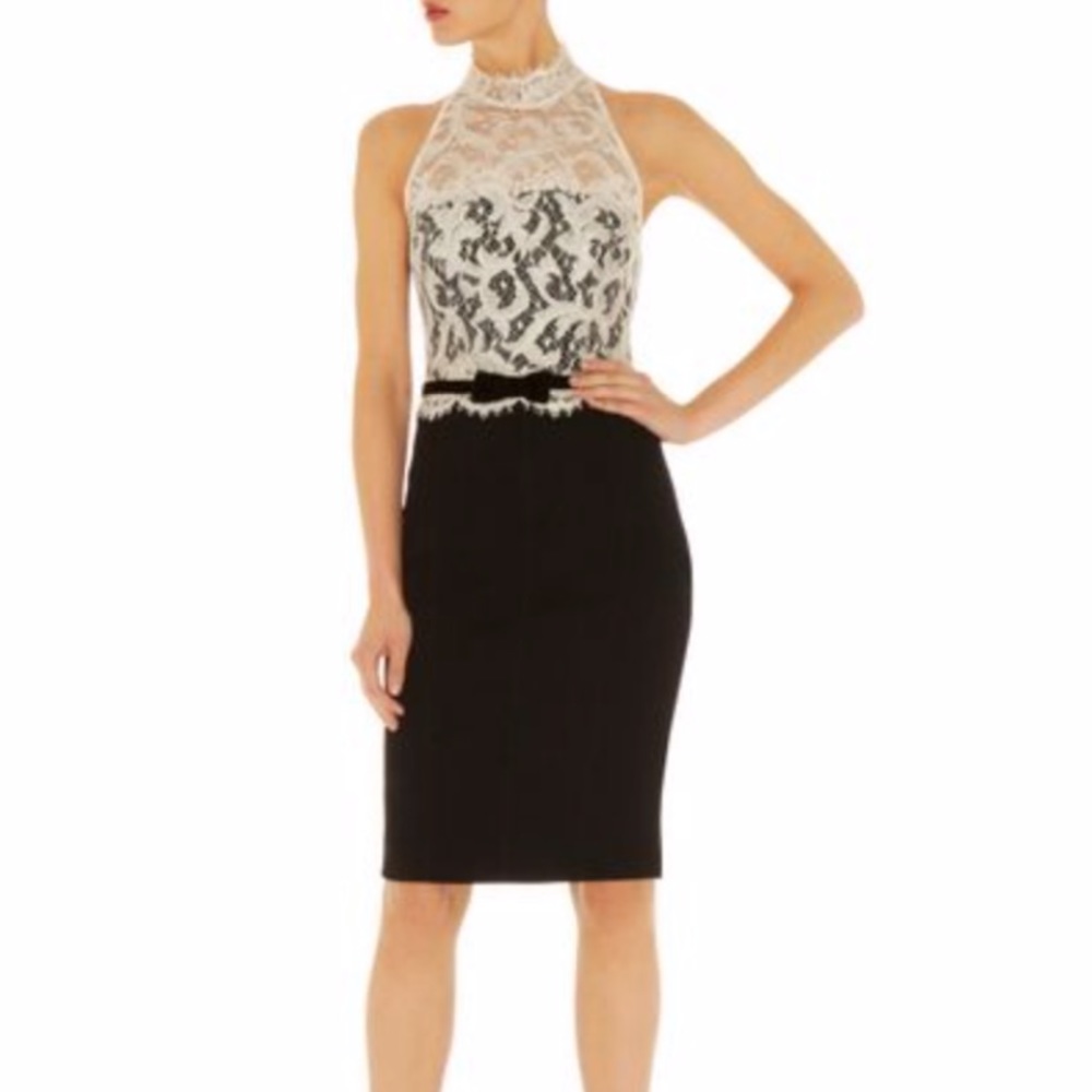 Karen Millen Ivory Lace Black Shift dress S - Picture 1 of 8